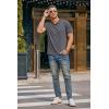 Ekouaer Mens Pajama Set Short Sleeve V Neck 2 Piece Nightwear Shorts With Pockets Summer Sleepwear PJS for Men(Grey)