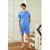 Ekouaer Mens Pajama Set Short Sleeve V Neck 2 Piece Nightwear Shorts With Pockets Summer Sleepwear PJS for Men(Light Blue)
