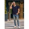 Ekouaer Mens Pajama Set Short Sleeve V Neck 2 Piece Nightwear Shorts With Pockets Summer Sleepwear PJS for Men(Navy Blue)