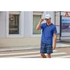 Ekouaer Mens Pajama Set Short Sleeve V Neck 2 Piece Nightwear Shorts With Pockets Summer Sleepwear PJS for Men(Navy Blue+navy Plaid)