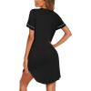 Ekouaer Nightgowns for Women Button Down Night Gowns Short Sleeve Sleep Shirt V Neck Nightshirt Soft Sleepwear Pajams Dress(Black)