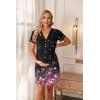 Ekouaer Nightgowns for Women Button Down Night Gowns Short Sleeve Sleep Shirt V Neck Nightshirt Soft Sleepwear Pajams Dress(Cherry Blossoms)