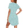 Ekouaer Nightgowns for Women Button Down Night Gowns Short Sleeve Sleep Shirt V Neck Nightshirt Soft Sleepwear Pajams Dress(Green Floral)