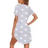 Ekouaer Nightgowns for Women Button Down Night Gowns Short Sleeve Sleep Shirt V Neck Nightshirt Soft Sleepwear Pajams Dress(Grey Star)