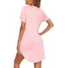 Ekouaer Nightgowns for Women Button Down Night Gowns Short Sleeve Sleep Shirt V Neck Nightshirt Soft Sleepwear Pajams Dress(Misty Rose)