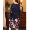 Ekouaer Nightgowns for Women Long Sleeve Sleepshirt Button Nightshirt Floral Sleepwear Night Dress with Pockets S-XXXL(Black Floral)