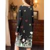 Ekouaer Nightgowns for Women Long Sleeve Sleepshirt Button Nightshirt Floral Sleepwear Night Dress with Pockets S-XXXL(Black Leaf & Butterfly)