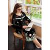 Ekouaer Nightgowns for Women Long Sleeve Sleepshirt Button Nightshirt Floral Sleepwear Night Dress with Pockets S-XXXL(Black Leaf & Butterfly)