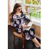 Ekouaer Nightgowns for Women Long Sleeve Sleepshirt Button Nightshirt Floral Sleepwear Night Dress with Pockets S-XXXL(Black Orange Floral)