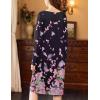 Ekouaer Nightgowns for Women Long Sleeve Sleepshirt Button Nightshirt Floral Sleepwear Night Dress with Pockets S-XXXL(Black Pink Floral)