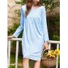 Ekouaer Nightgowns for Women Long Sleeve Sleepshirt Button Nightshirt Floral Sleepwear Night Dress with Pockets S-XXXL(Blue Floral)