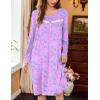 Ekouaer Nightgowns for Women Long Sleeve Sleepshirt Button Nightshirt Floral Sleepwear Night Dress with Pockets S-XXXL(Purple Floral)