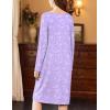 Ekouaer Nightgowns for Women Long Sleeve Sleepshirt Button Nightshirt Floral Sleepwear Night Dress with Pockets S-XXXL(Purple White Floral)