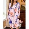 Ekouaer Nightgowns for Women Long Sleeve Sleepshirt Button Nightshirt Floral Sleepwear Night Dress with Pockets S-XXXL(White Blue Floral)