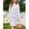 Ekouaer Nightgowns for Women Long Sleeve Sleepshirt Button Nightshirt Floral Sleepwear Night Dress with Pockets S-XXXL(White Purple Floral)