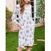 Ekouaer Nightgowns for Women Long Sleeve Sleepshirt Button Nightshirt Floral Sleepwear Night Dress with Pockets S-XXXL(White Purple Floral)