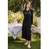 Ekouaer Nightgowns for Women Long Sleeve Sleepshirt Button Nightshirt Plaid Full Length Sleepwear with Pockets S-XXXL(Black)