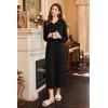 Ekouaer Nightgowns for Women Long Sleeve Sleepshirt Button Nightshirt Plaid Full Length Sleepwear with Pockets S-XXXL(Black)