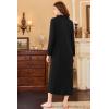 Ekouaer Nightgowns for Women Long Sleeve Sleepshirt Button Nightshirt Plaid Full Length Sleepwear with Pockets S-XXXL(Black)