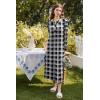 Ekouaer Nightgowns for Women Long Sleeve Sleepshirt Button Nightshirt Plaid Full Length Sleepwear with Pockets S-XXXL(Black Plaid)