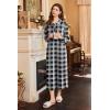 Ekouaer Nightgowns for Women Long Sleeve Sleepshirt Button Nightshirt Plaid Full Length Sleepwear with Pockets S-XXXL(Black Plaid)