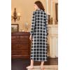 Ekouaer Nightgowns for Women Long Sleeve Sleepshirt Button Nightshirt Plaid Full Length Sleepwear with Pockets S-XXXL(Black Plaid)