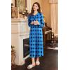 Ekouaer Nightgowns for Women Long Sleeve Sleepshirt Button Nightshirt Plaid Full Length Sleepwear with Pockets S-XXXL(Blue Black Plaid)