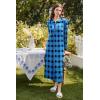 Ekouaer Nightgowns for Women Long Sleeve Sleepshirt Button Nightshirt Plaid Full Length Sleepwear with Pockets S-XXXL(Blue Black Plaid)