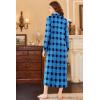 Ekouaer Nightgowns for Women Long Sleeve Sleepshirt Button Nightshirt Plaid Full Length Sleepwear with Pockets S-XXXL(Blue Black Plaid)