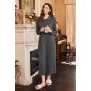 Ekouaer Nightgowns for Women Long Sleeve Sleepshirt Button Nightshirt Plaid Full Length Sleepwear with Pockets S-XXXL(Dark Grey)