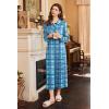 Ekouaer Nightgowns for Women Long Sleeve Sleepshirt Button Nightshirt Plaid Full Length Sleepwear with Pockets S-XXXL(Light Blue Plaid)