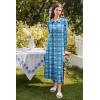 Ekouaer Nightgowns for Women Long Sleeve Sleepshirt Button Nightshirt Plaid Full Length Sleepwear with Pockets S-XXXL(Light Blue Plaid)