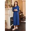 Ekouaer Nightgowns for Women Long Sleeve Sleepshirt Button Nightshirt Plaid Full Length Sleepwear with Pockets S-XXXL(Navy Blue)