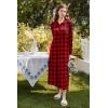 Ekouaer Nightgowns for Women Long Sleeve Sleepshirt Button Nightshirt Plaid Full Length Sleepwear with Pockets S-XXXL(Red Black Plaid)
