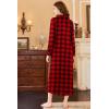 Ekouaer Nightgowns for Women Long Sleeve Sleepshirt Button Nightshirt Plaid Full Length Sleepwear with Pockets S-XXXL(Red Black Plaid)