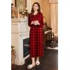 Ekouaer Nightgowns for Women Long Sleeve Sleepshirt Button Nightshirt Plaid Full Length Sleepwear with Pockets S-XXXL(Red Black Plaid)