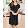 Ekouaer Nightgowns for Women Short Sleeve House Dress with Pockets Floral Print Mumu Dress(Black)