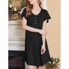 Ekouaer Nightgowns for Women Short Sleeve House Dress with Pockets Floral Print Mumu Dress(Black)