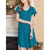 Ekouaer Nightgowns for Women Short Sleeve House Dress with Pockets Floral Print Mumu Dress(Blue Green)