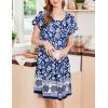 Ekouaer Nightgowns for Women Short Sleeve House Dress with Pockets Floral Print Mumu Dress(Bohemian Flowers Blue)