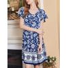 Ekouaer Nightgowns for Women Short Sleeve House Dress with Pockets Floral Print Mumu Dress(Bohemian Flowers Blue)