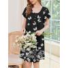 Ekouaer Nightgowns for Women Short Sleeve House Dress with Pockets Floral Print Mumu Dress(Butterfly Black)