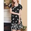 Ekouaer Nightgowns for Women Short Sleeve House Dress with Pockets Floral Print Mumu Dress(Butterfly Black)