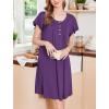 Ekouaer Nightgowns for Women Short Sleeve House Dress with Pockets Floral Print Mumu Dress(Deep Purple)