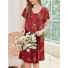 Ekouaer Nightgowns for Women Short Sleeve House Dress with Pockets Floral Print Mumu Dress(Floral Dark Red)