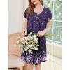 Ekouaer Nightgowns for Women Short Sleeve House Dress with Pockets Floral Print Mumu Dress(Floral Purple)