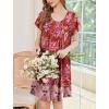 Ekouaer Nightgowns for Women Short Sleeve House Dress with Pockets Floral Print Mumu Dress(Floral Red)