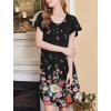 Ekouaer Nightgowns for Women Short Sleeve House Dress with Pockets Floral Print Mumu Dress(Flower Black)