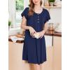 Ekouaer Nightgowns for Women Short Sleeve House Dress with Pockets Floral Print Mumu Dress(Navy Blue)