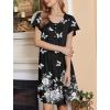 Ekouaer Nightgowns for Women Short Sleeve House Dress with Pockets Floral Print Mumu Dress(New Butterfly Black)